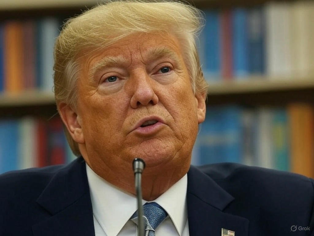 Trump book publishing 2025: political books and censorship challenges on a desk with American flag background.